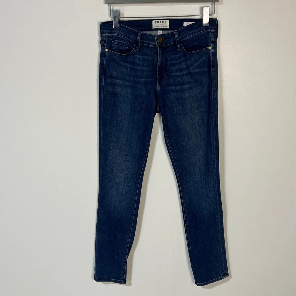 Frame Denim Skinny Cropped Blue Jeans Women's Size 31 Zipper Fly Stretch